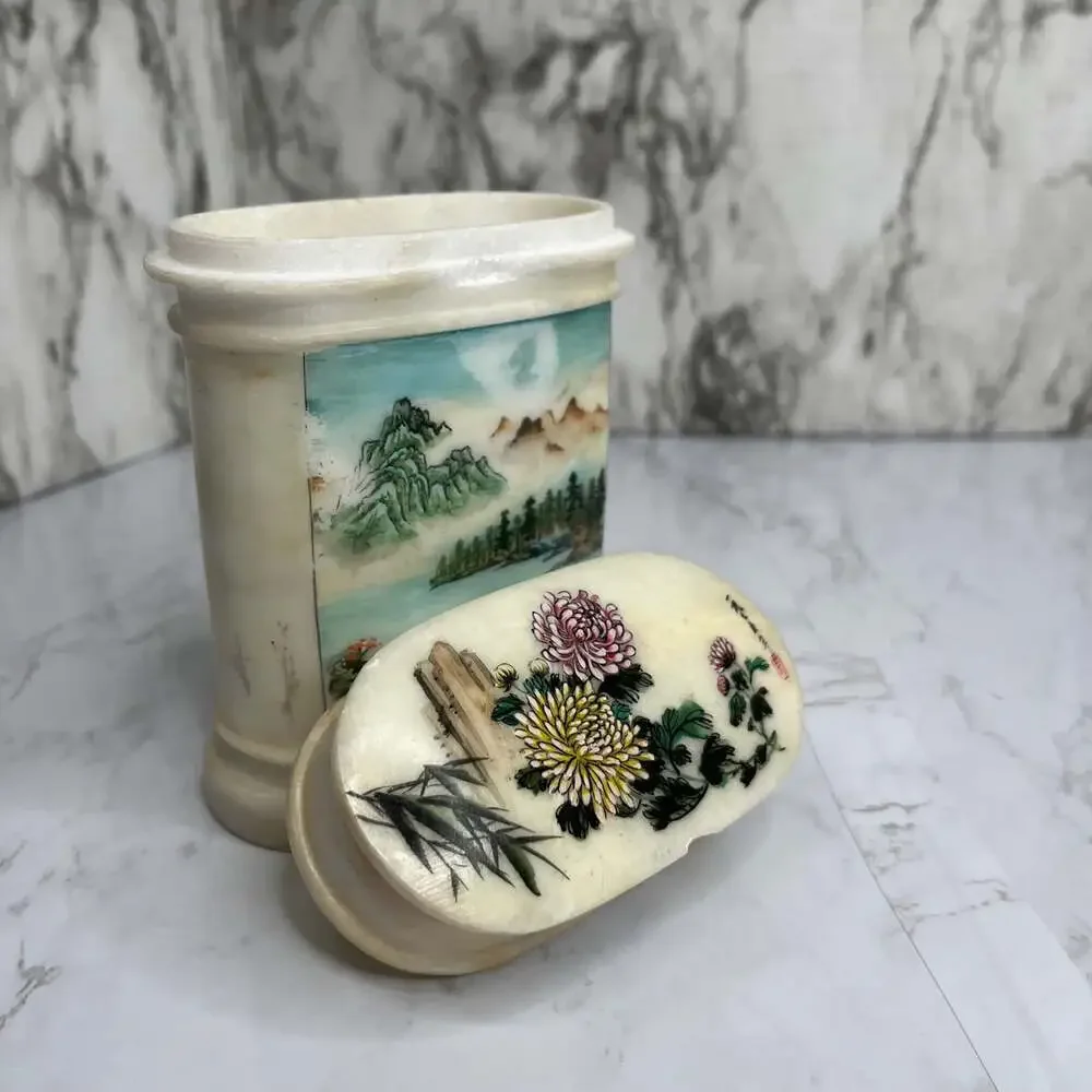 Vintage Asian Stone Bathroom Container